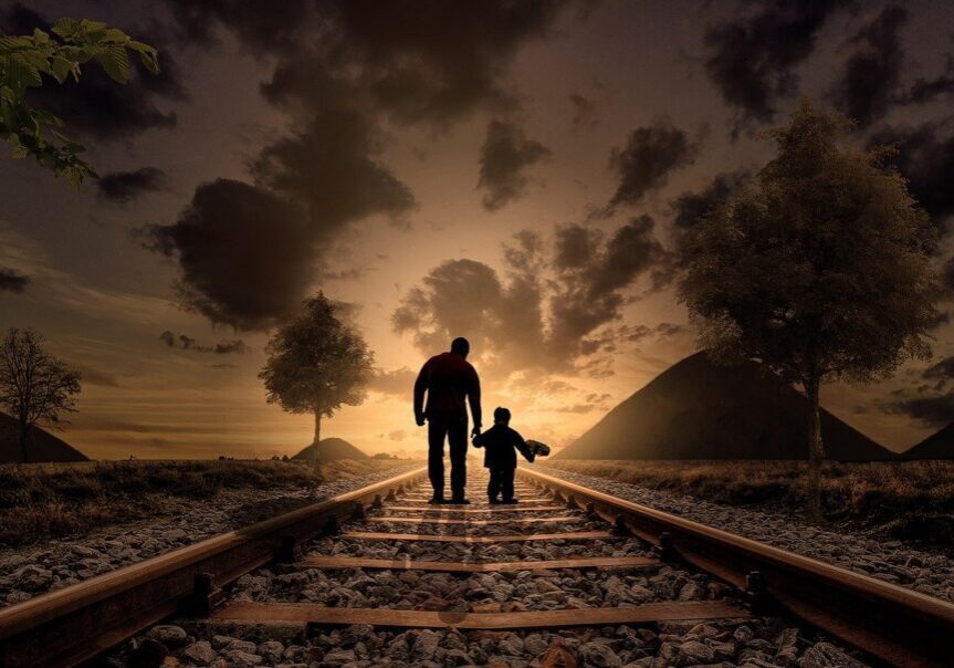 father and son, walking, railway-2258681.jpg